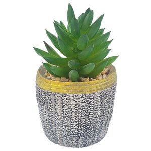 Vaso C/ Planta Artificial 8x11cm em Cimento Fu Xing