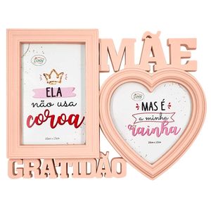 Porta Retrato Duplo Mãe 10x15cm em Plástico Fu Xing