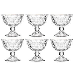 Jogo De Taça P/ Sobremesa Diamond 6 Peças  C/ Fio Dourado 180ml em Cristal Lyor