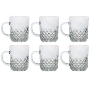 Jogo de Canecas Prisma 6 Peças 250ml em Vidro Kehome
