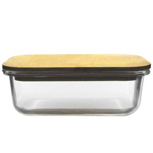 Pote Retangular C/ Tampa Bambu 370ml em Vidro Casita