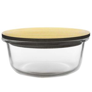 Pote Redondo C/ Tampa Bambu 400ml em Vidro Casita