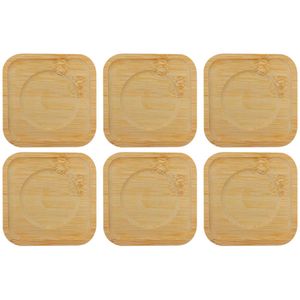 Porta Copos Quadrado 6 Peças 9,5cm em Bambu Kehome