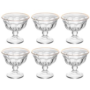 Jogo de Taças P/ Sobremesa Belle Epoque C/ Fio Dourado 6 Peças 180ml em Vidro Lyor