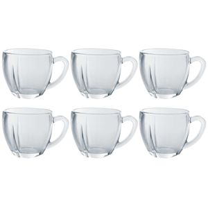 Jogo de Xícaras Mug 6 Peças 110ml em Vidro Wincy