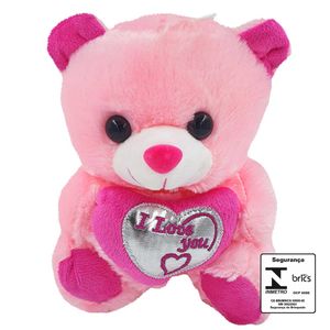 Urso de Pelúcia C/ Coração 19cm em Poliéster Interponte