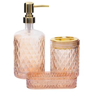 Kit Banheiro Gold 3 Peças em Vidro Wincy