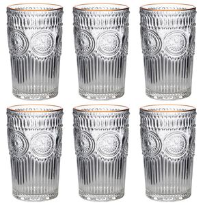 Jogo de Copos Mondoro Fio de Ouro 6 Peças 400ml em Vidro Wincy