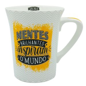 Caneca Mentes Brilhantes 340ml em Porcelana Dolce Home
