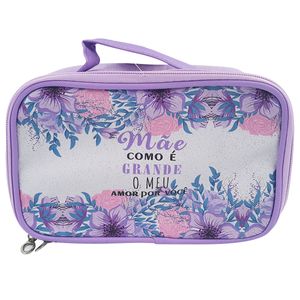 Nécessaire Mãe Floral C/ Alça 21,5x13cm em PVC Interponte