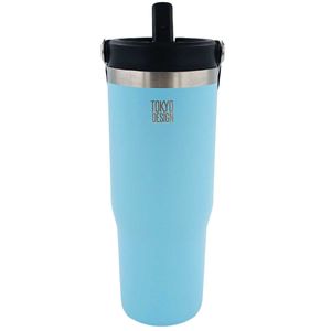 Garrafa Térmica C/ Alça + Canudo 880ml em Aço Inox Tokyo Design