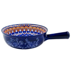 Bowl C/ Alça Estampada 18x26,5cm em Cerâmica Tecnoserv