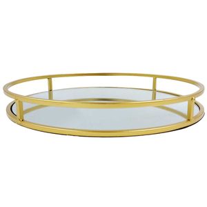Bandeja Espelhada Redonda 25cm em Vidro DCarte