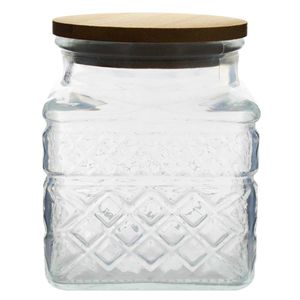 Pote Hermético C/ Tampa Bambu 600ml em Vidro Flashgoods
