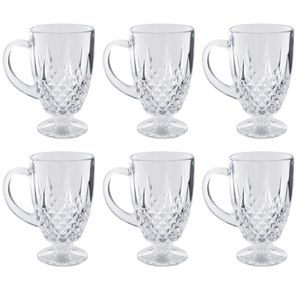 Jogo de Xícaras Diamond 6 Peças 180ml em Vidro Flashgoods