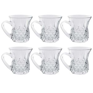 Jogo de Xícaras Diamond 6 Peças 140ml em Vidro Flashgoods