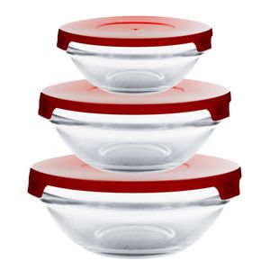 Jogo de Potes C/ Tampas 3 Peças em Vidro Flashgoods