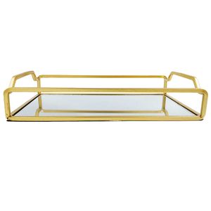 Bandeja Espelhada Retangular 24x16cm em Vidro DCarte