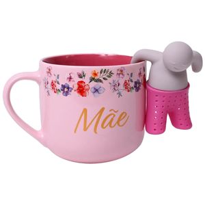 Caneca Mãe Florence C/ Infusor 350ml em Cerâmica Zona Criativa
