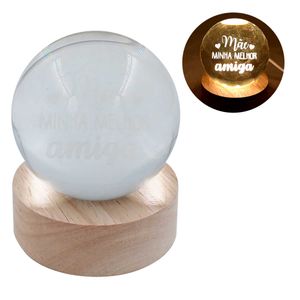 Luminária Globo Mãe C/ Frase 6x8cm em Vidro Fu Xing