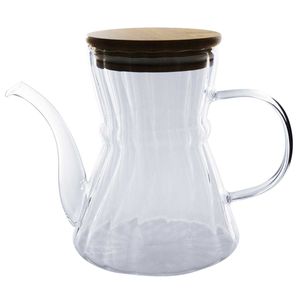 Chaleira C/ Tampa Bambu 630ml em Vidro Fu Xing