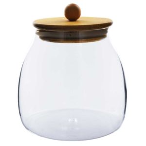 Pote Hermético C/ Tampa Bambu 700ml em Vidro Fu Xing