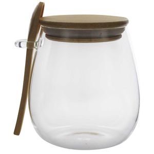 Pote Hermético C/ Tampa Bambu 650ml em Vidro Fu Xing