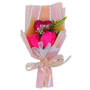 Buquê Rosa Artificial 20cm em Plástico Fu Xing
