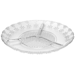 Petisqueira Floral C/ 3 Divisórias 19,5cm em Vidro Lyor