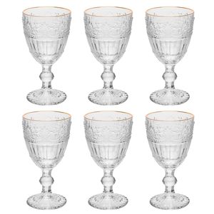 Jogo de Taças Mauve Fio Dourado 6 Peças 320ml em Vidro Wolff