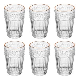 Jogo de Copos Mauve Fio Dourado 6 Peças 350ml em Vidro Wolff