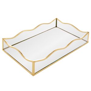 Bandeja Espelhada Ocean 15x25cm em Metal Lyor