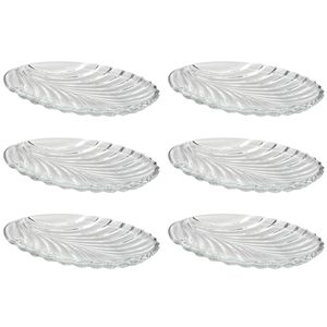Jogo de Pratos Santa 6 Peças 20x14,5cm em Vidro Freecom