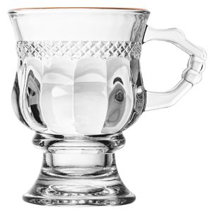 Xícara Capuccino Diamante C/ Fio Dourado 142ml em Cristal Lyor