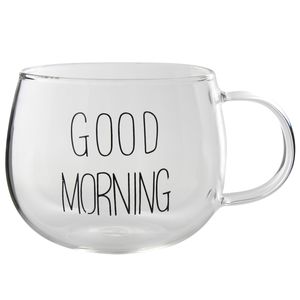 Caneca Good Morning 300ml em Vidro Lila Cosméticos