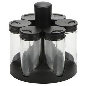 Porta Tempero C/ Suporte Giratório 6 Peças em Vidro Wellmix