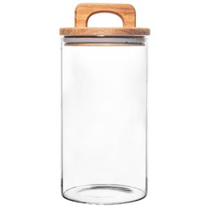 Pote Hermético C/ Tampa Bambu 900ml em Vidro Fu Xing