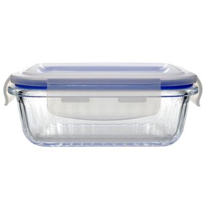Pote Hermético Retangular Stripes 370ml em Vidro Lehavi