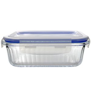 Pote Hermético Retangular Stripes 640ml em Vidro Lehavi