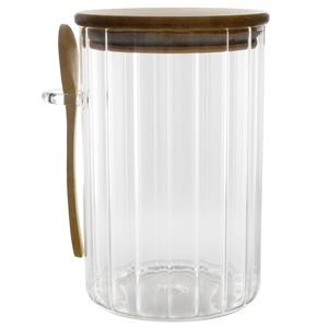 Pote Hermético C/ Tampa Bambu 850ml em Vidro Fu Xing