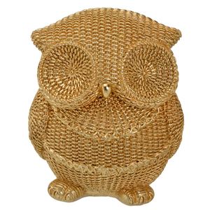 Coruja Decorativa 19x15,5cm em Resina Mabruk