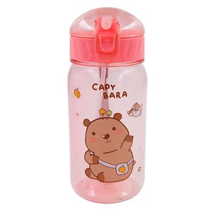 Garrafa Infantil Capivara C/ Canudo 340ml em Plástico Fu Xing