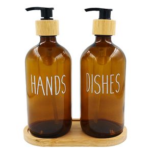 Kit Porta Sabonete Líquido 2 Peças 500ml em Vidro Fu Xing