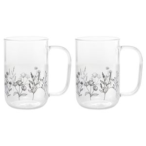 Jogo de Caneca Flor 2 Peças 280ml em Vidro Wolff