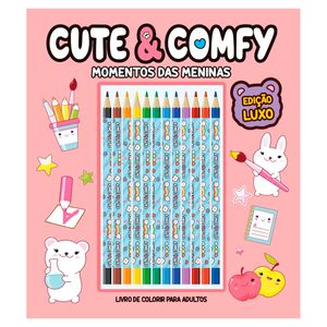 Livro P/ Colorir Cute & Comfy C/ Lápis 28cm em Papel Editora Online