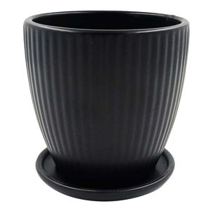 Vaso C/ Prato Decorativo 9,9x11cm em Cerâmica Cascavel