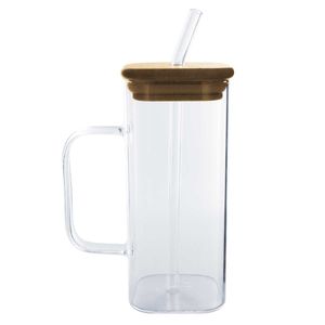 Caneca C/ Canudo 330ml em Vidro Fu Xing