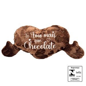 Almofada de Pelúcia Coração Chocolate 41cm em Poliéster Fizzy