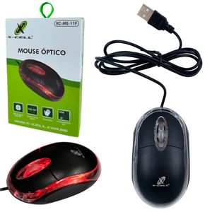 Mouse Optico USB C/ Fio 9x3,4cm em Plástico X-Cell
