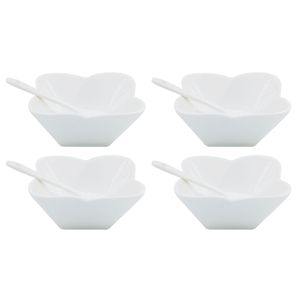 Jogo de Bowl C/ Colher 4 Peças em Cerâmica Lila Cosméticos
